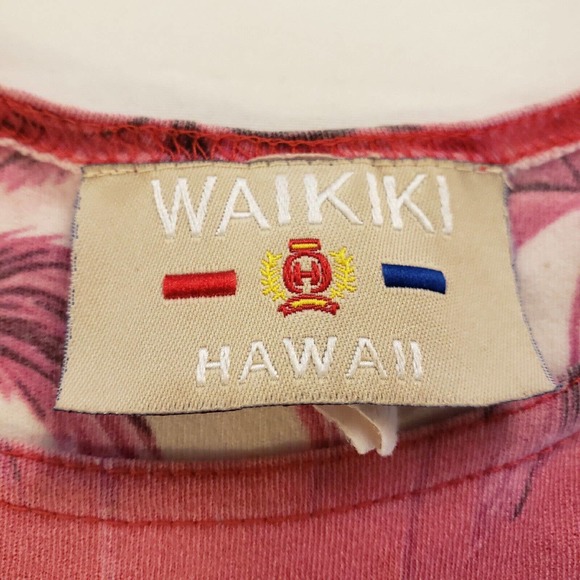 Waikiki Hawaii Womens Tank Top Swim Cover Size XL Vintage Pink Palm Trees Aloha - Picture 5 of 8